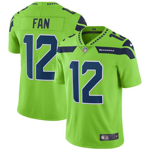 Nike Seahawks #12 Fan Green Men's Stitched NFL Limited Rush Jersey - Click Image to Close